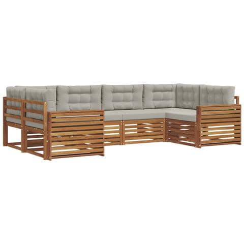Set divani con cuscino 6 pcs Grigio Naturale e Chiaro - Foto 1