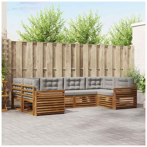 Set divani con cuscino 6 pcs Grigio Naturale e Chiaro - Foto 2