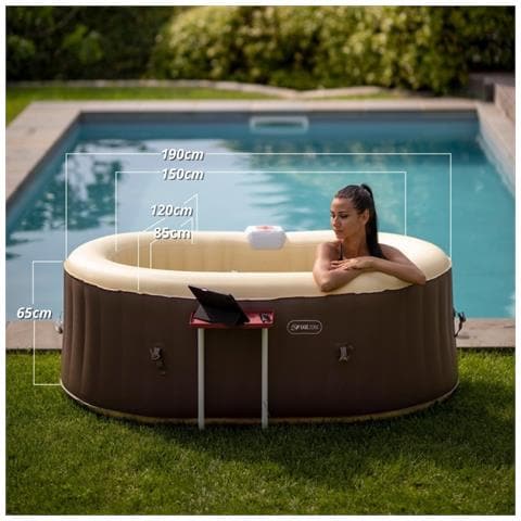 Spa Pool Ovale Pompa Integrata 1800Wt Scalda Acqua Fino 40? 100 Getti Telo Copertura Telo Protezione A Terra 2 Cartucce Filtro Sistema Sicurezza Chiusura Copertura 550 Litri 190*120*65 Cm - Foto 2