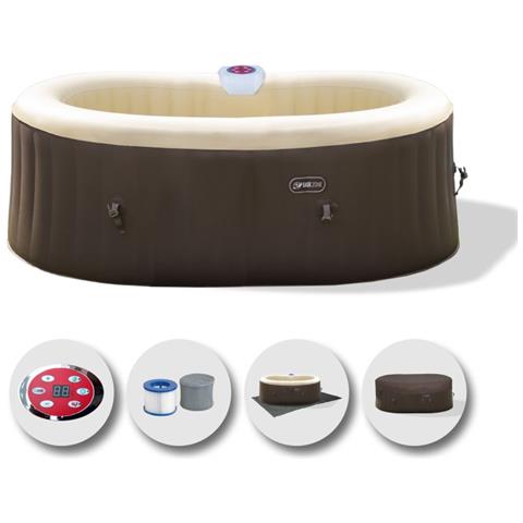 Spa Pool Ovale Pompa Integrata 1800Wt Scalda Acqua Fino 40? 100 Getti Telo Copertura Telo Protezione A Terra 2 Cartucce Filtro Sistema Sicurezza Chiusura Copertura 550 Litri 190*120*65 Cm - Foto 1