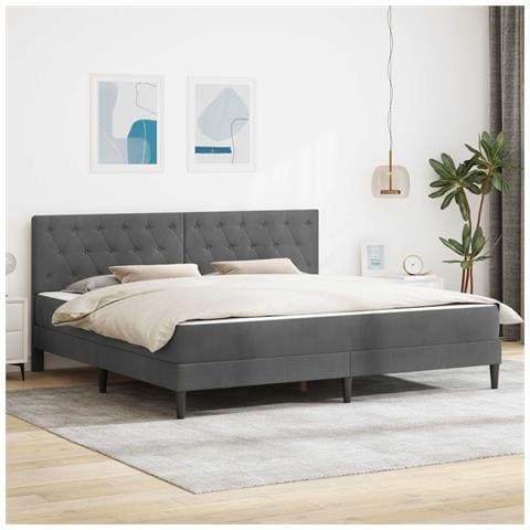 Struttura letto con materasso Grigio scuro 180 x 200 cm Velluto - Foto 2