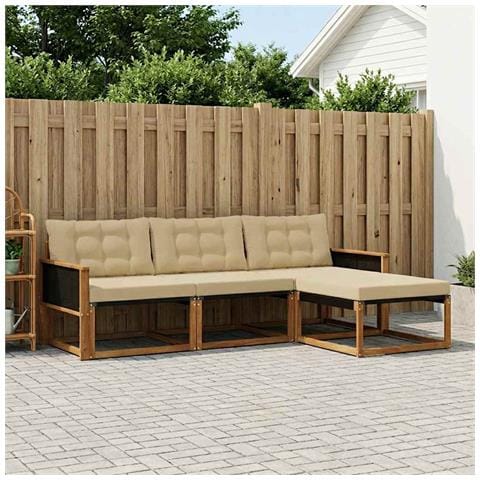 Set di divani da esterno con cuscino 4 pcs Naturale e Beige - Foto 2