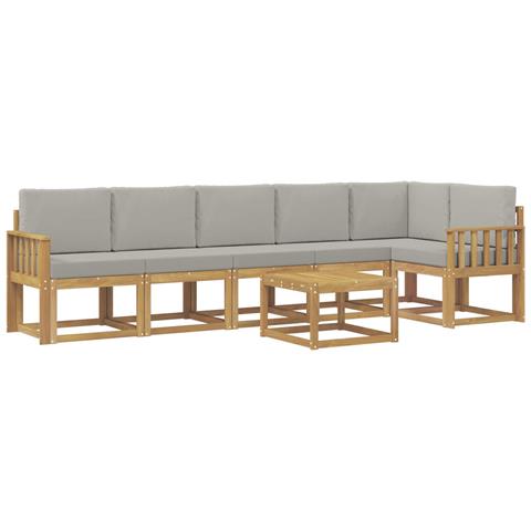 Set di divani da esterno 7 pcs Bianco e Grigio Chiaro - Foto 1