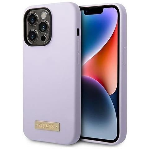 Custodia Guess In Silicone Con Logo Magsafe Per Iphone 14 Pro - Viola - Foto 2