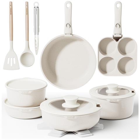 Set pentole BZD-DC02GW. 20 pezzi. manici rimovibili. bianco - Foto 1