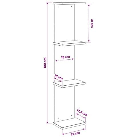 Scaffale da parete 2 pz Rovere Artigianale 22 x 15 x 100 cm - Foto 8