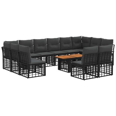 Set Divano da Giardino 13 pz Nero e Grigio scuro polyrattan - Foto 1