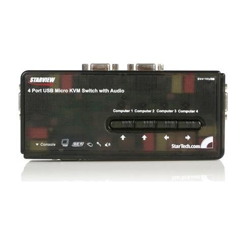Kit Switch KVM USB con audio e cavi 4 porte, colore nero - Foto 1