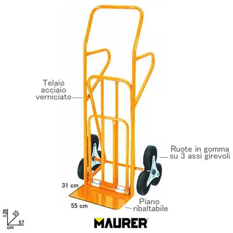 Carrello portacasse acciaio ruote in gomma max 200 Kg cm 55X57X H. 120 - Foto 2