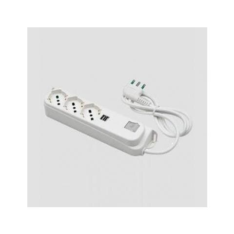40450 Multipresa 3 Uscite Con 2 Prese Usb 1,5m 3g1 Bianco - Foto 1