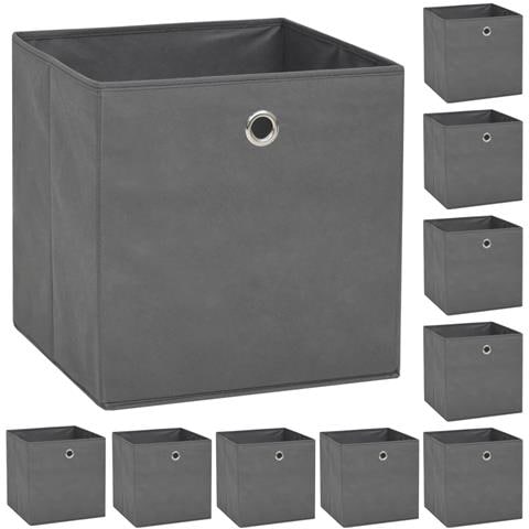 Contenitori 10 pz in Tessuto non Tessuto 32x32x32 cm Grigio - Foto 1