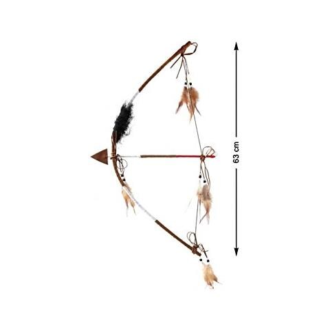 Arco Indiano in Legno - 63 cm - Piume e Perline - Marrone - Foto 2