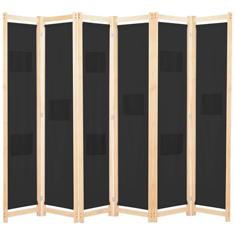 Divisorio A 6 Pannelli Nero 240x170x4 Cm In Tessuto - Foto 1