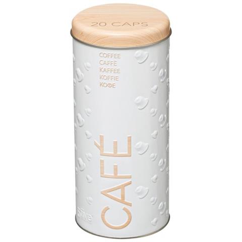 Contenitore Da Cucina Per Caffè In Ferro Bianco 20 Capsule Diametro 10,5x H18,5 Cm - Foto 1