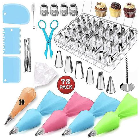 HTN Kit Di Forniture Per Decorazioni Per Decorazioni Per Torta Da 72 Pcs 42 Cupcakes Per Ugelli In Acciaio Inossidabile