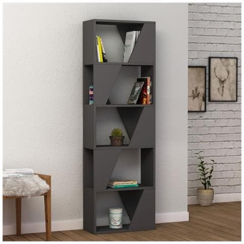 Libreria Frame Antracite 5 Ripiani 54x168 - Foto 1