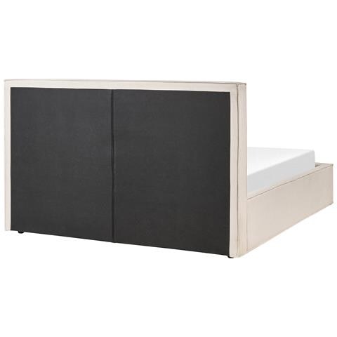 Letto Matrimoniale Tessuto Beige Con Contenitore 160 X 200 Cm Moissac - Foto 2