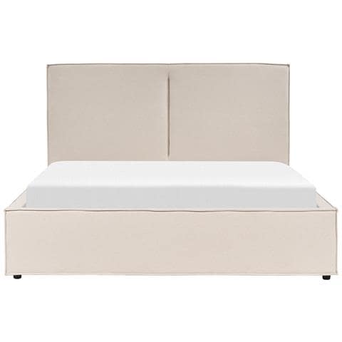 Letto Matrimoniale Tessuto Beige Con Contenitore 160 X 200 Cm Moissac - Foto 7
