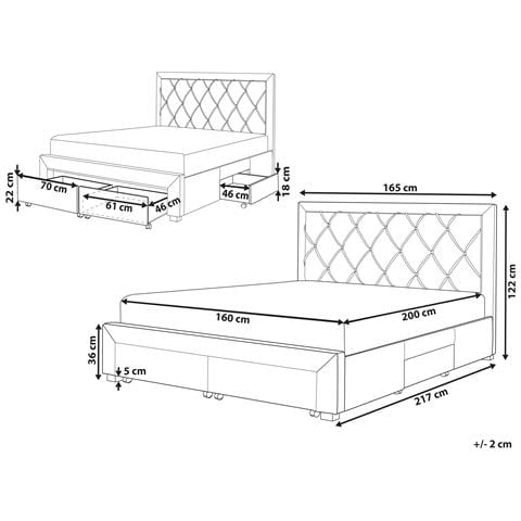 Letto Matrimoniale Con Contenitore Velluto Crema Chiaro 160 X 200 Cm Lievin - Foto 6