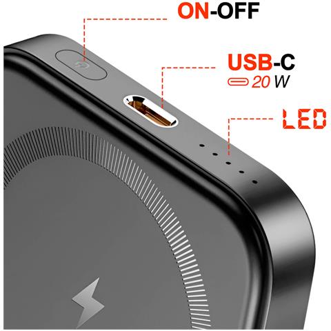 Batteria Esterna Magsafe 5000mah + Cavalletto Usb-c 20w Supporto Video, Nero - Foto 2