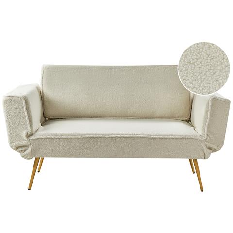 Divano Letto 2 Posti Saarela Bouclé Bianco Sporco - Foto 2