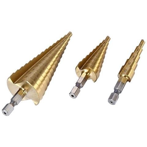 Kit 3 Frese Coniche Gradini Da 4 A 32 Mm Fresa Conica A Scalini Hss X Foro Legno - Foto 2