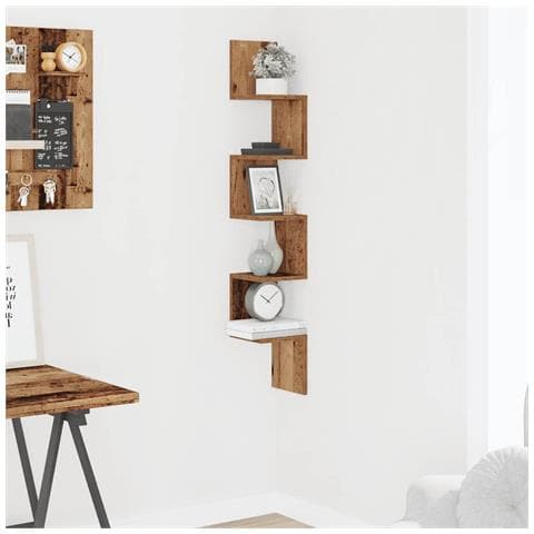 Mensola Angolare Legno Antico 20x20x127,5 Cm Legno Multistrato - Foto 3