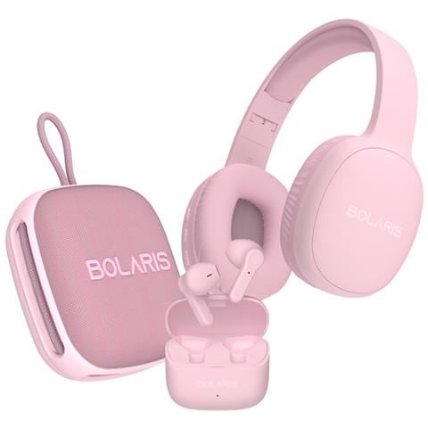3 In 1 Cuffie Stereo /altoparlante Bluetooth /auricolari Valencia Audio Pack, Rosa - Foto 1