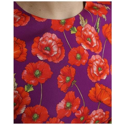 Abito Tubino Con Stampa Floreale Papaveri Multicolor - It36-xxs - Foto 5