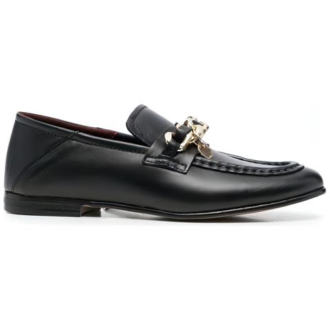 Chain Loafer Mocassino Pelle Scarpe Donna Nero Eu 36, Fw0fw06843 Bds - Foto 2