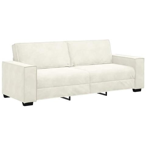 Divano a 3 Posti Crema 180 cm in Velluto - Foto 1