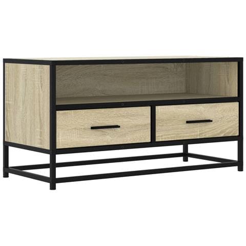 Mobile Tv Rovere Sonoma 80x34,5x40 Cm Legno Multistrato Metallo - Foto 2