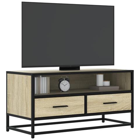Mobile Tv Rovere Sonoma 80x34,5x40 Cm Legno Multistrato Metallo - Foto 1