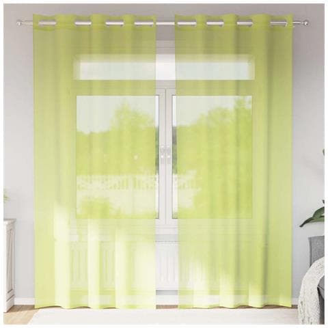 Tende In Voile Con Occhielli 2 Pz Verde Mela 140x225 Cm - Foto 1