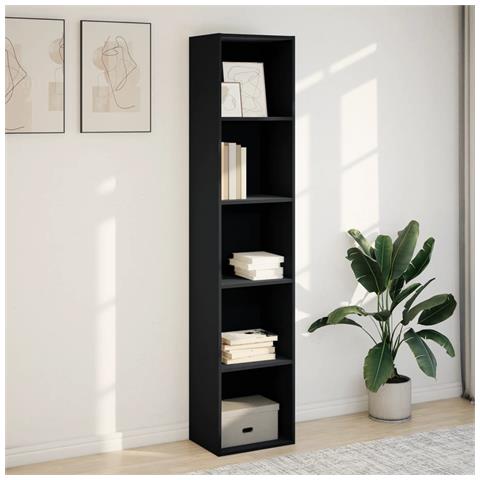 Libreria Nera 40x30x189 Cm In Legno Multistrato - Foto 3