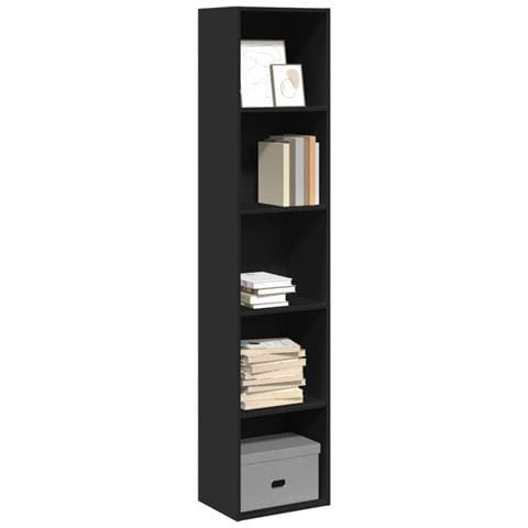 Libreria Nera 40x30x189 Cm In Legno Multistrato - Foto 1