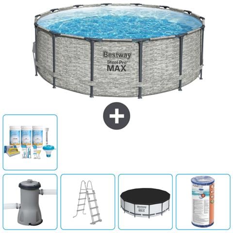 Piscina Fuori Terra - In Giro - 427x122 Cm - Grigio - Include Accessori Coordinati Cb29 - Foto 1