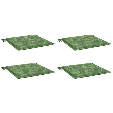 Cuscini Per Sedia 4 Pz Motivo A Foglie 40x40x4 Cm Tessuto - Foto 2