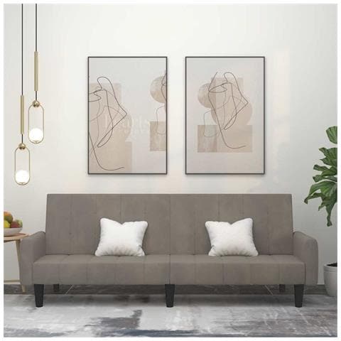 Divano Letto A 2 Posti Grigio Chiaro In Velluto - Foto 8