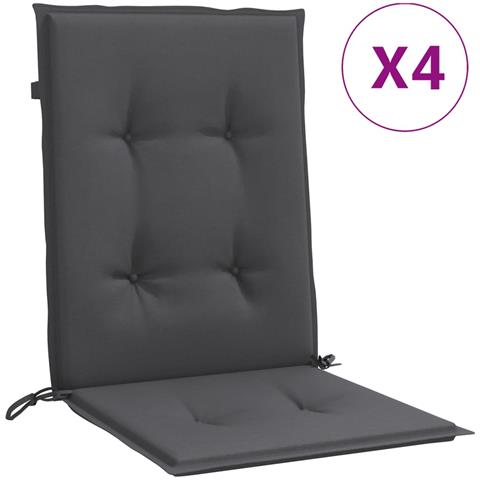 Cuscini Sedia Schiena Bassa 4 Pz Antracite Mélange 100x50x4 Cm - Foto 1