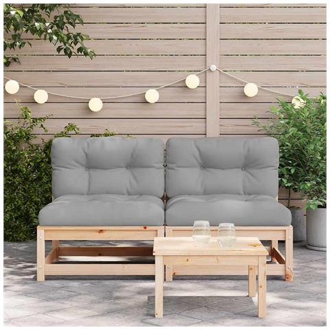 Lusso Casadino - Divani Giardino Senza Braccioli Con Cuscini 2 Pz Massello Pino - Foto 2