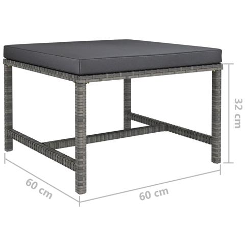 Poggiapiedi Modulare Con Cuscino In Polyrattan Grigio - Foto 4