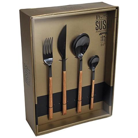 Sushi Anniversary Black&Black set 24 posate da tavola in acciaio Made in Italy - Foto 3