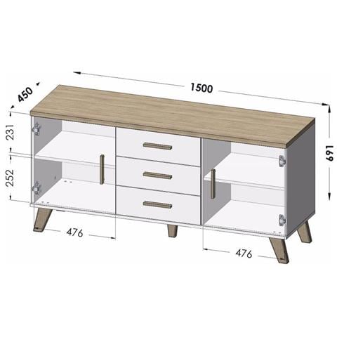 LOTTA K150 2D3D WOT+B credenza per soggiorno 2 porta /porte - Foto 4