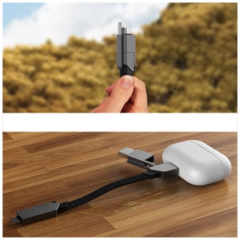 Portachiavi Con Cavo Dati 6-in-1 Grigio-bianco - Ricarica Rapida - Foto 2