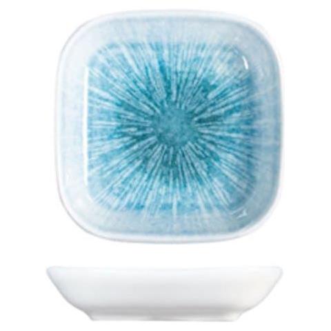 Piattino quadro Neptune in porcellana bianca decorata azzurro cm 10 - Foto 1