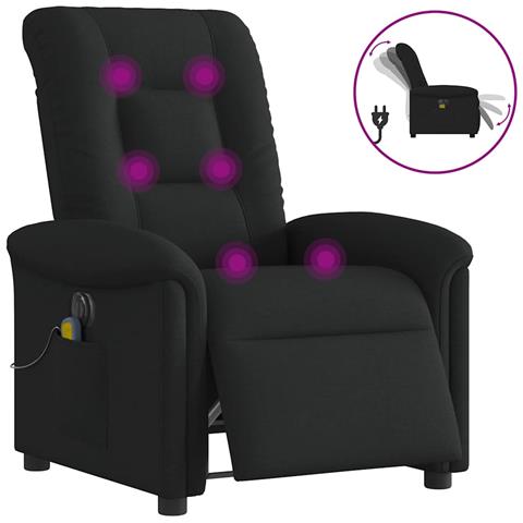 Poltrona Massaggiante Reclinabile Elettrica Nera in Tessuto - Foto 1