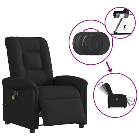 Poltrona Massaggiante Reclinabile Elettrica Nera in Tessuto - Foto 9