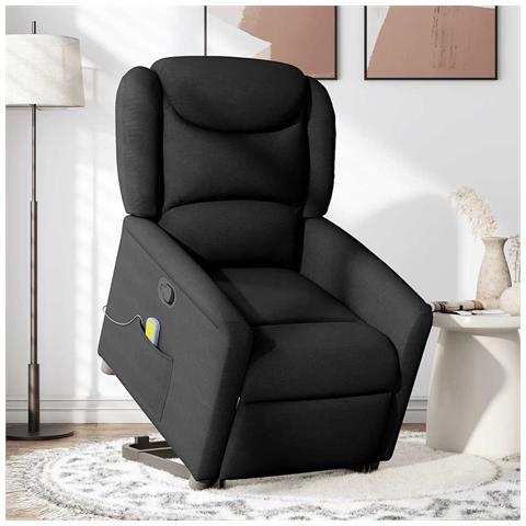 Poltrona Alzapersona Massaggiante Reclinabile Nera in Tessuto - Foto 2