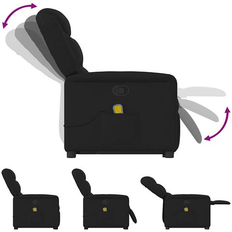 Poltrona Alzapersona Massaggiante Reclinabile Nera in Tessuto - Foto 9